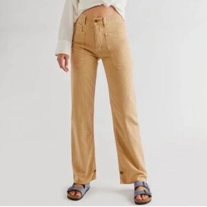 Free People Tan High Rise Jeans Relaxed Fit